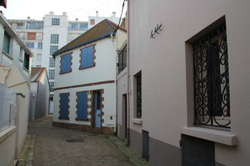 alley and houses in les sables-d'olonne in vendée (france)