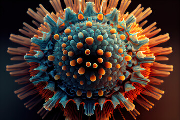 Corona virus closeup .Generative AI