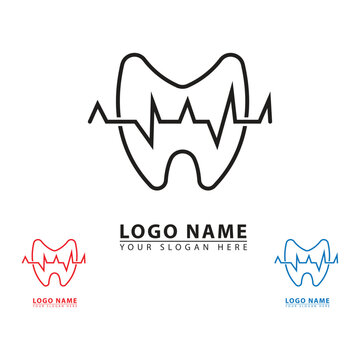 pulse and teeth logo icon vector.