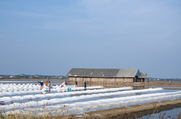 Fototapeta na wymiar Agricultural salt production in Thailand