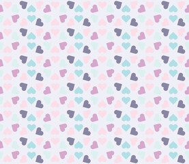Pastel colored valentines hearts seamless pattern