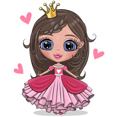 Cartoon Little Princess in a pink dress