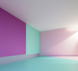 Pastel colored minimal style empty room background. Ai generated art.