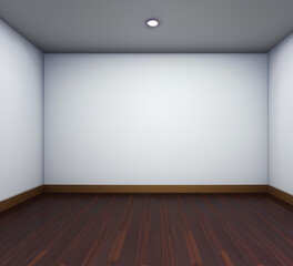 Empty room perspective background with shiny fluorescent led light. Ai generated image.