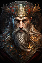 Fototapeta premium Portrait of Veles the slavic god of the underworld and death, generative ai