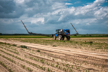 Agricultural machine on the corn field