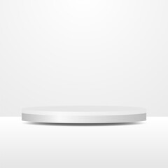 blank pedestal. circular podium for outstanding luxury product showcase display advertisement on white background with minimal style in studio room