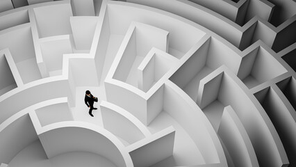 3D illustration Rendering. 3D Businessman Standing in front of the maze. Success soncept