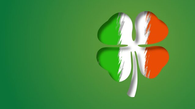 Irish flag in four-leaf clover, Saint Patrick's Day concept