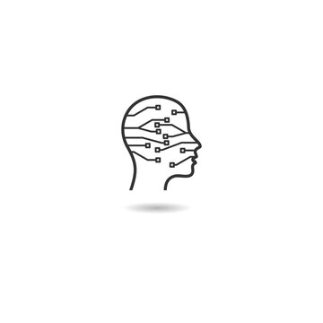 recommend clip art: Ai head, artificial, artificial intelligence icon with shadow