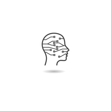recommend clip art: Ai head, artificial, artificial intelligence icon with shadow