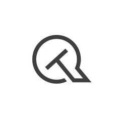 initial q combined with letter t, vector art.