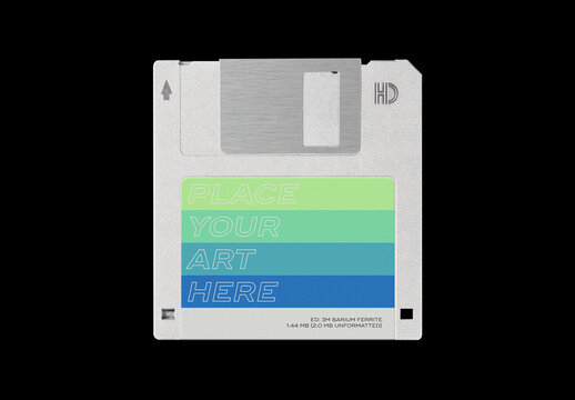 Floppy 3.5 inches Diskette Disk Case Mockup Template