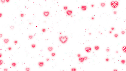 png valentines day and love concept, neon shiny and glowing hearts on transparent background