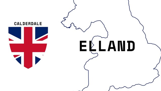 Elland: Illustration mit dem Ortsnamen der britischen Stadt Elland in der Region Calderdale