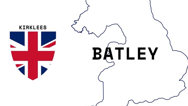 Batley: Illustration mit dem Ortsnamen der britischen Stadt Batley in der Region Kirklees