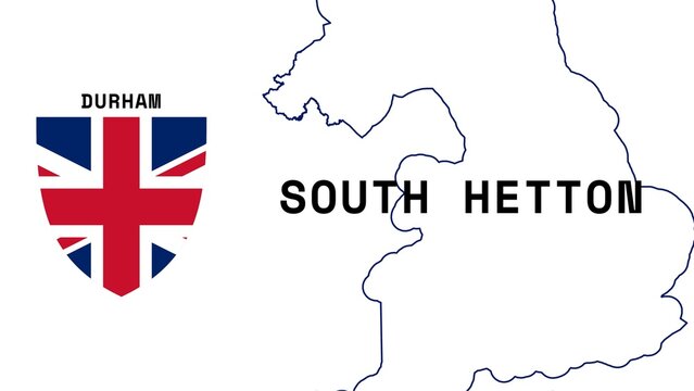 South Hetton: Illustration mit dem Ortsnamen der britischen Stadt South Hetton in der Region Durham