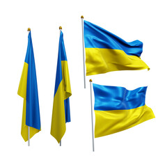 3d rendering ukraine flag europe fluttering and no fluttering