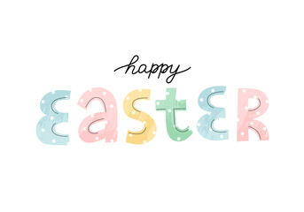 Happy easter trendy lettering, hand drawn calligraphy. Vector illustration for greeting card