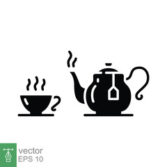 Teapot and cup glyph icon. Simple solid style. Tea pot, pour cup of kettle, silhouette symbol for web and mobile phone. Vector illustration isolated on white background. EPS 10.
