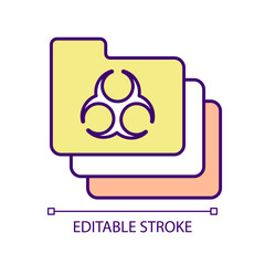 Hazard events documentation RGB color icon. Reports about danger prevention. Records catalogue systematization. Isolated vector illustration. Simple filled line drawing. Editable stroke