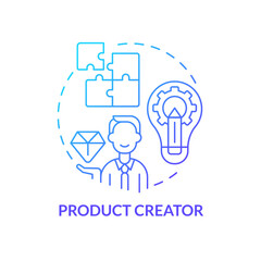 Product creator blue gradient concept icon. Goods manufacturer. Party in affiliate marketing abstract idea thin line illustration. Isolated outline drawing. Myriad Pro-Bold font used