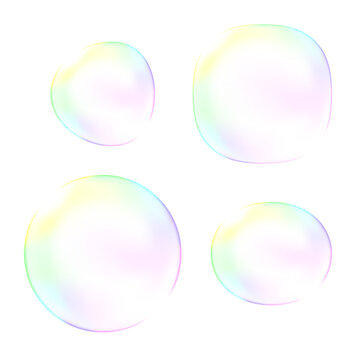 レインボーカラーのバブルをイメージしたベクターイラストのセット（グラデーションメッシュ使用）