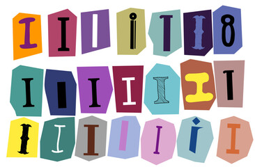 Alphabet i - vector cut newspaper and magazine letters, paper style ransom note letter