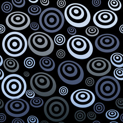 seamless pattern of various size circles on a black background