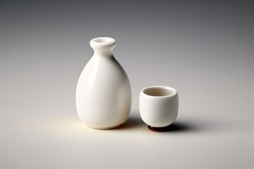 sake bottle 3d japanese food. illustration AI generated