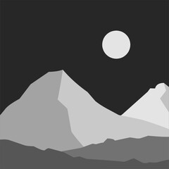 flat mountains view vector illustration in black and white design 