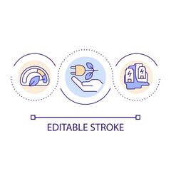 Sustainable energy loop concept icon. Electricity generation. Clean and zero emission power. abstract idea thin line illustration. Isolated outline drawing. Editable stroke. Arial font used