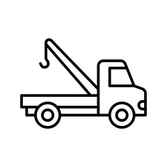 Plakat Tow truck icon. Towing truck, service truck. Pictogram isolated on white background.