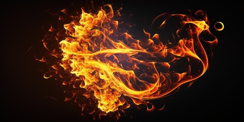 abstract blow up blaze, flame, fire element for use as a texture for banner background design concept. Generative AI