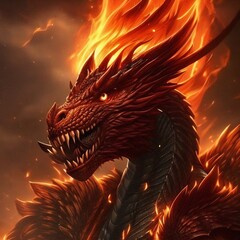 A red dragon in a fantasy world. 