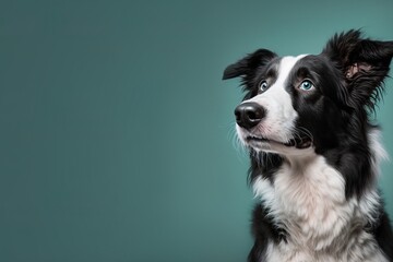 A black and white dog image photo with empty space for banner, web background or prints generative ai