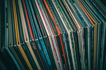 Stack of vinyl records in retro style - 570275289