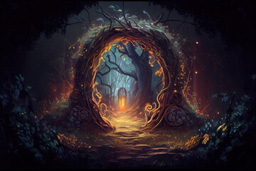 Magical Fairytale Portal in a fantasy mystical forest