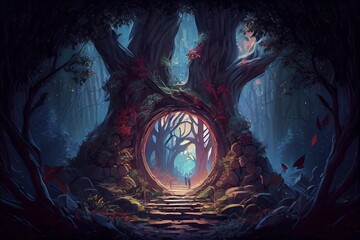 Magical Fairytale Portal in a fantasy mystical forest