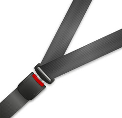 Safety seat belt, open and closed seatbelt. Art design road strap. Abstract concept car, airplane driver protection graphic element. Vector