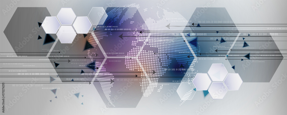 Poster abstract geometric hexagon background image, the concept of technology and communication information