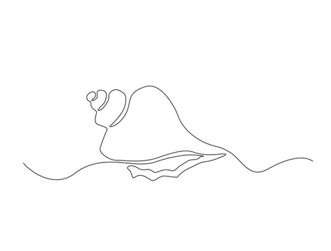 Continuous one line drawing of sea shell. Simple illustration of shell line art vector illustration