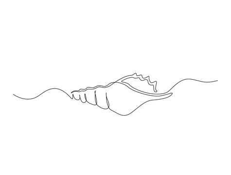 Continuous one line drawing of sea shell. Simple illustration of shell line art vector illustration