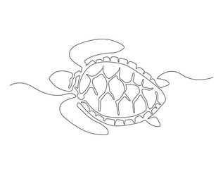 Continuous one line drawing of turtle. Simple illustration of tortoise line art vector illustration