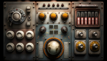 Vintage Equipment Control Panel. Generative AI