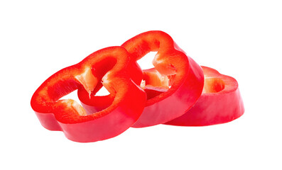 Red sweet bell pepper slices isolated on transparent png