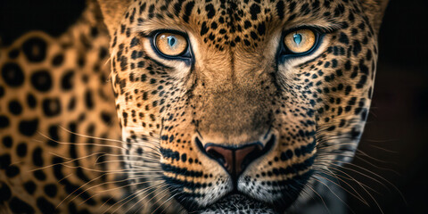 Fototapeta na wymiar Leopard portrait. Generative AI.