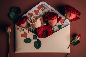 card with roses and gift box