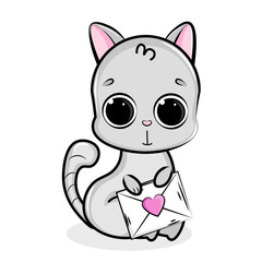 cute cat with love message