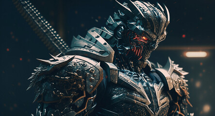 3D Rendered Futuristic Cyberpunk Robot Jaeger Samurai 10